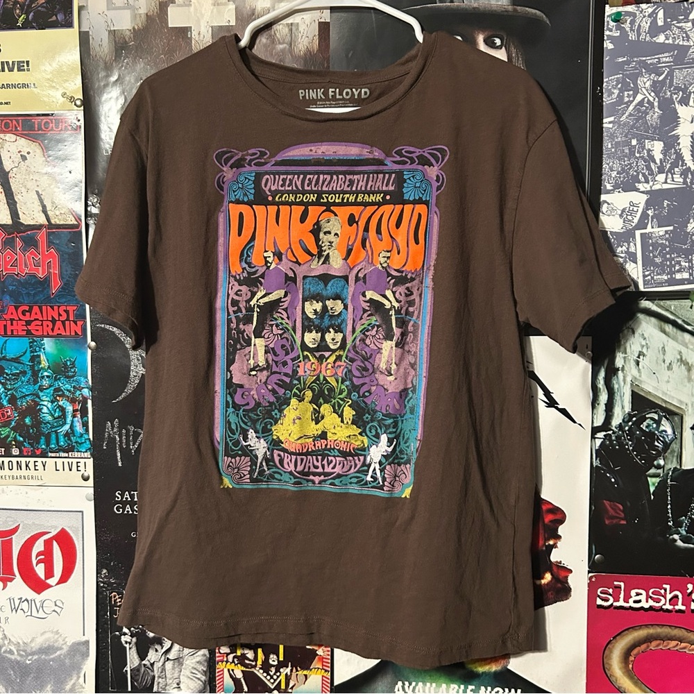 Pink Floyd 70s Vintage Design Brown Graphic Tee Size Small